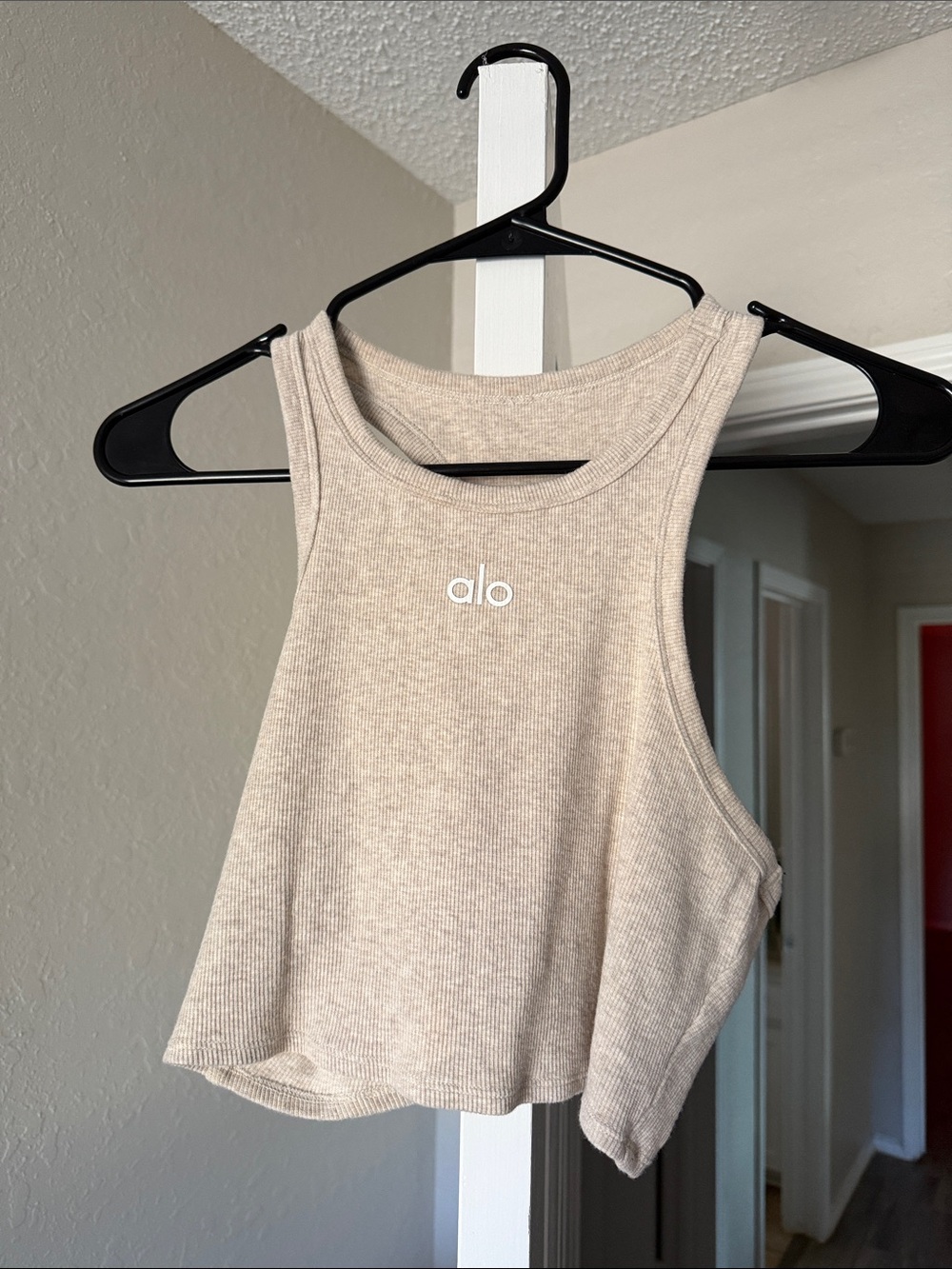ALO Yoga Aspire Tank - Oatmeal Heather/White